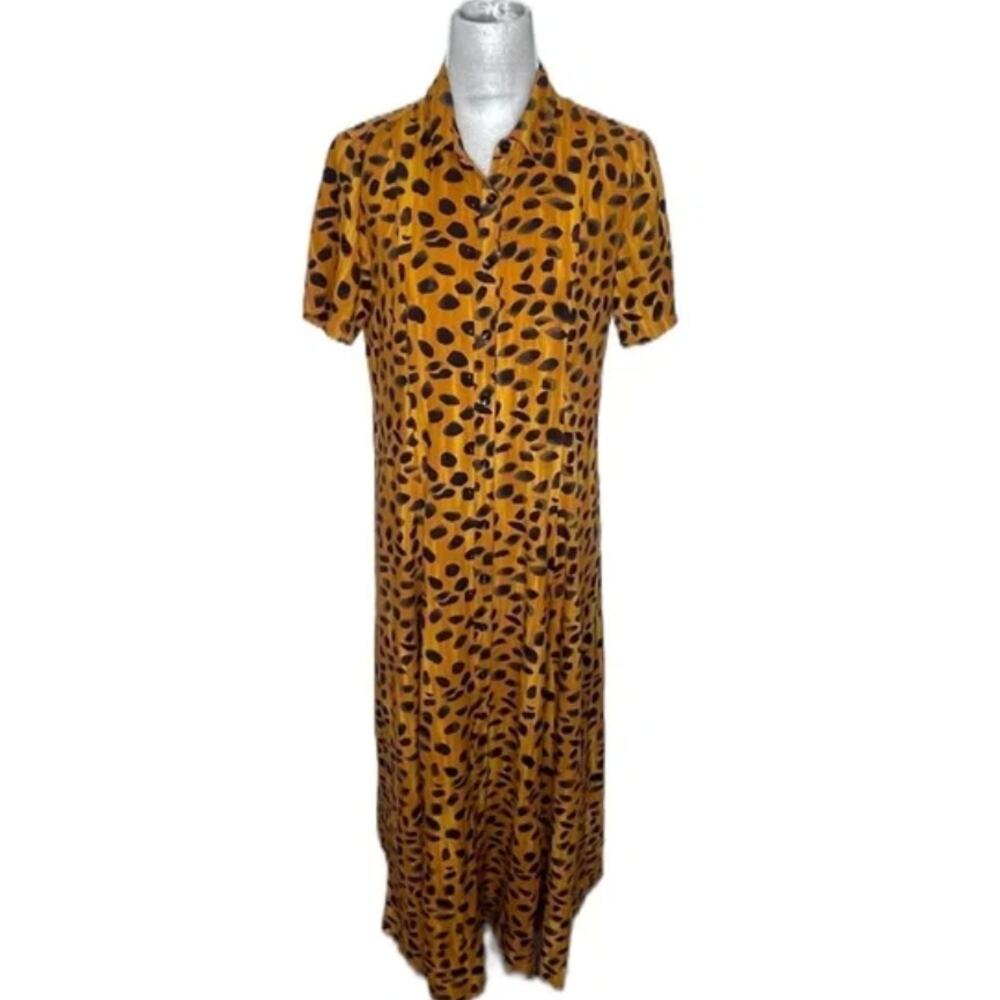Anthropologie Porridge Vianne Maxi Shirt Dress Cheetah Animal Print Size 4 - Picture 4 of 6